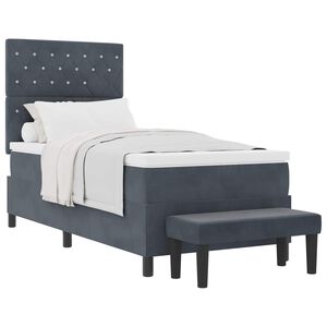 vidaXL Lit &agrave; ressorts avec t&ecirc;te de lit Gris fonc&eacute; 190 x 90 cm Velours