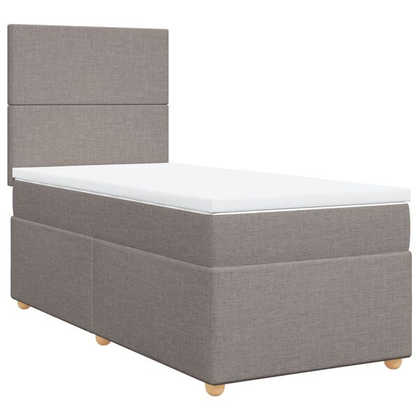 vidaXL Sommier à lattes de lit avec matelas Taupe 100x200 cm Tissu
