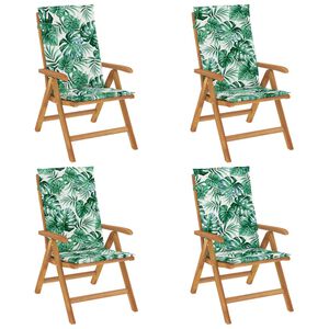 vidaXL Fauteuils pliants inclinables avec coussins 4 pcs teck massif