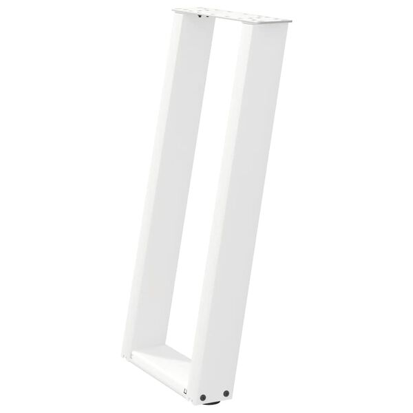 vidaXL Pieds de table console en U, 2 pi&egrave;ces, blanc, 38 x (72-73) cm, acier