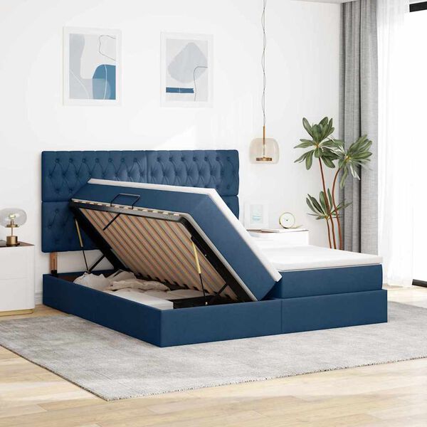 vidaXL Lit de Rangement Bleu 200 x 200 cm Cuir synth&eacute;tique