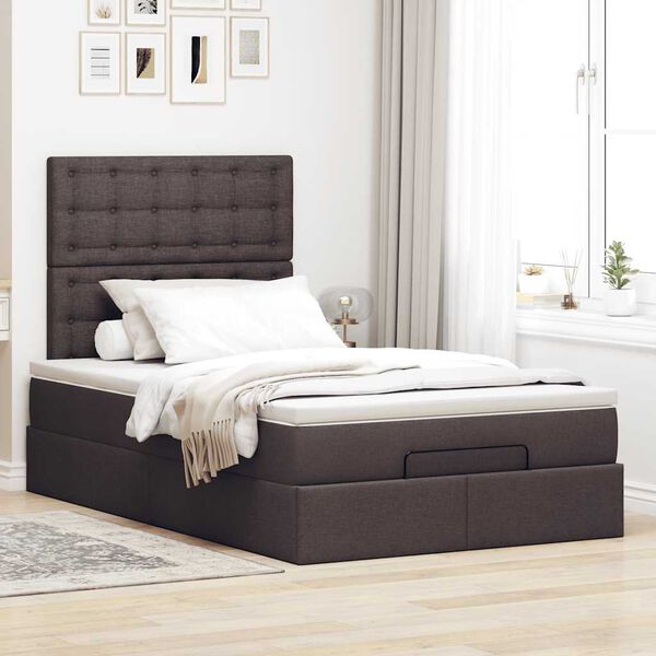 VidaXL Cadre de lit ottoman avec matelas marron fonc&eacute; 120x190 cm tissu