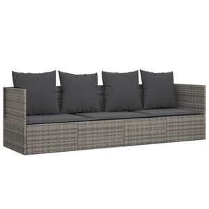 vidaXL Lit de salon d'ext&eacute;rieur avec coussins Gris R&eacute;sine tress&eacute;e