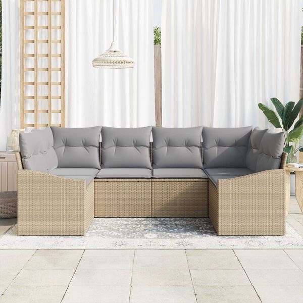 vidaXL Ensemble de canapé de jardin 6 pcs Beige et Gris clair