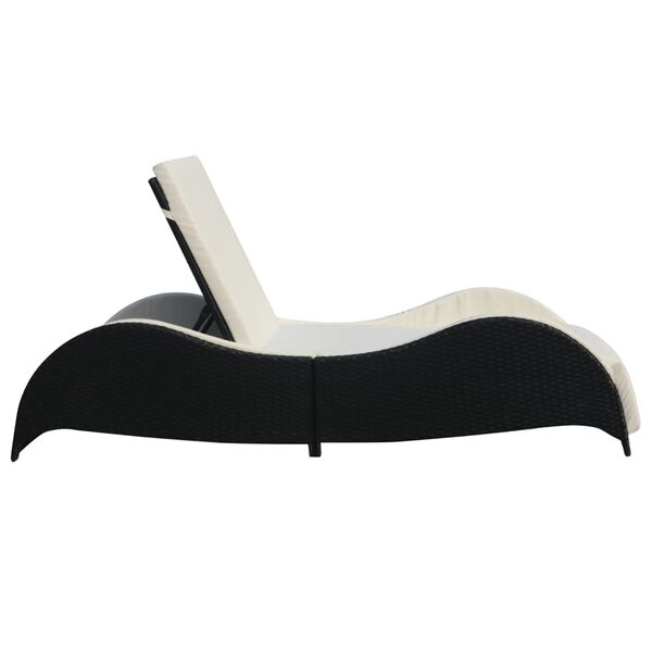 vidaXL Chaise longue avec coussin R&eacute;sine tress&eacute;e Noir