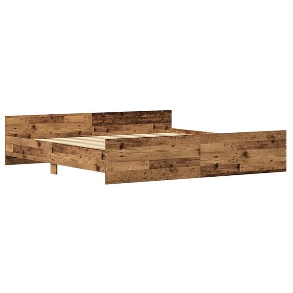 vidaXL Cadre de lit Bois Ancien 203 x 203 x 50 cm Bois d'ing&eacute;nierie