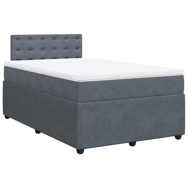 vidaXL Sommier &agrave; lattes de lit et matelas gris fonc&eacute; 120x190cm velours