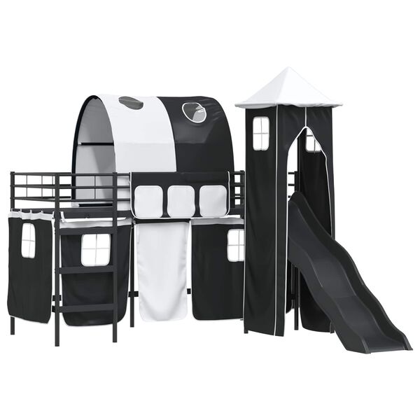 vidaXL Lit mezzanine pour enfants Noir 100 x 190 cm M&eacute;tал