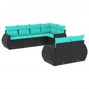 vidaXL Salon de jardin 7 pcs avec coussins noir r&eacute;sine tress&eacute;e