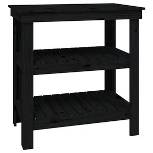 vidaXL &Eacute;tabli avec &eacute;tag&egrave;re Noir 78,5 x 50 x 80 cm Bois de pin massif