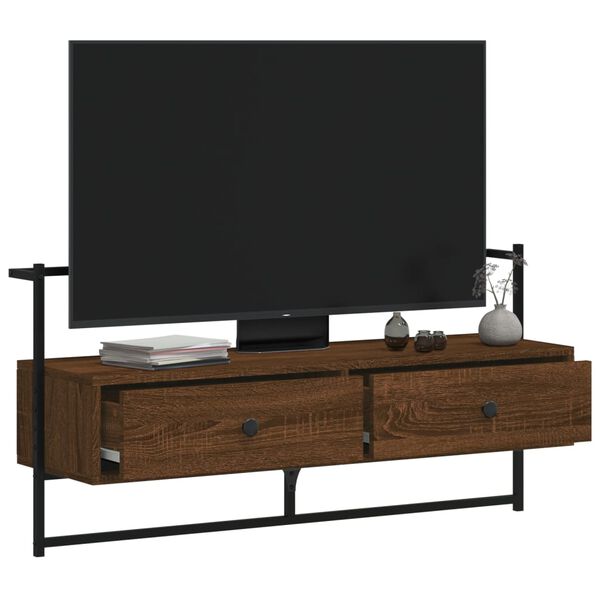 vidaXL Meuble TV mural ch&ecirc;ne marron 100,5x30x51 cm bois d'ing&eacute;nierie