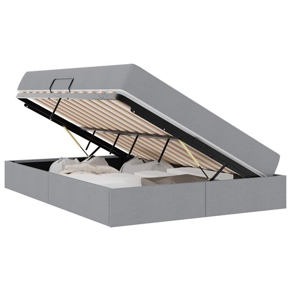 vidaXL Lit avec rangement et matelas Gris clair 140 x 190 cm Polyester