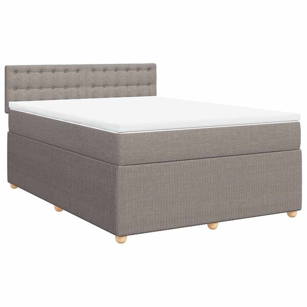 vidaXL Sommier &agrave; lattes de lit avec matelas Taupe 160x200 cm Tissu