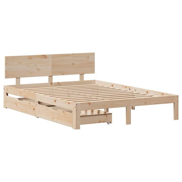 vidaXL Cadre de lit avec tiroirs sans matelas 140x190 cm