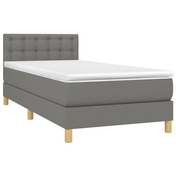 vidaXL Sommier à lattes de lit et matelas et LED Gris foncé 100x200 cm