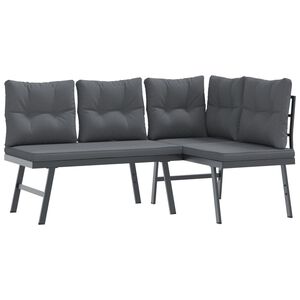vidaXL Bancs de jardin avec coussins lot de 2 acier enduit de poudre