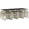 vidaXL Ensemble &agrave; manger de jardin et coussins 9 pcs gris clair rotin