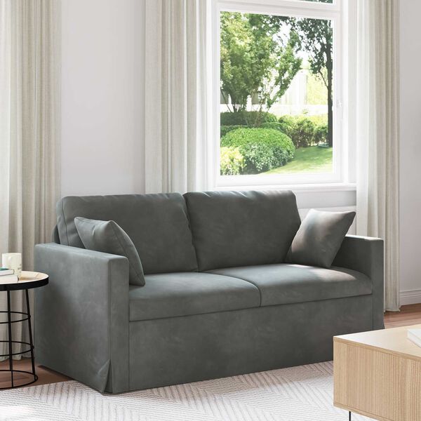 vidaXL Canap&eacute; Gris fonc&eacute; 158 x 78 x 80 cm Velours