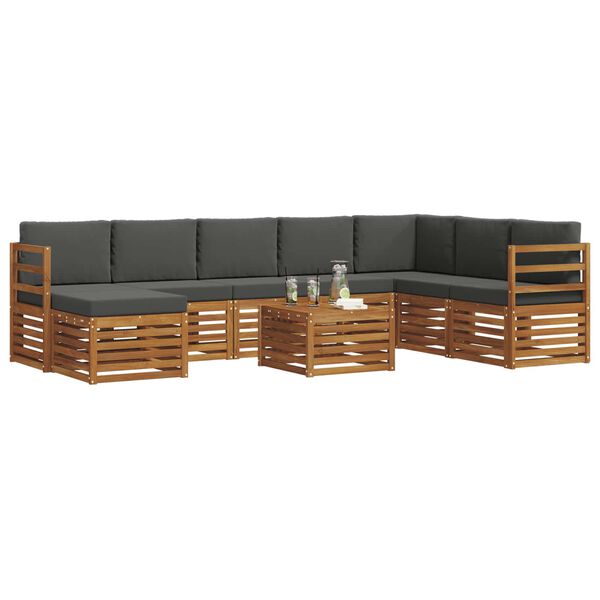 vidaXL Ensembles de canap&eacute;s avec coussin 9 pcs Naturel et Anthracite