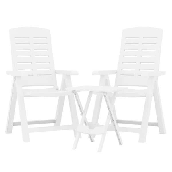 vidaXL Ensemble à manger de jardin 3 pcs Blanc Polypropylène