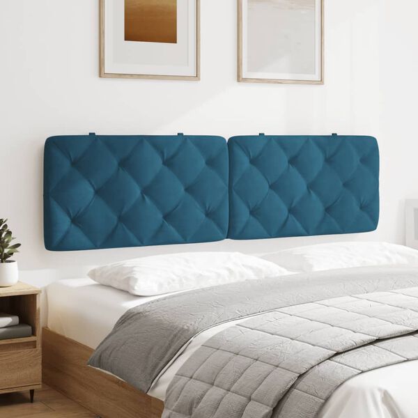 vidaXL Coussin de t&ecirc;te de lit bleu 180 cm velours