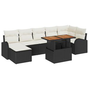 vidaXL Ensemble de canap&eacute; de jardin avec coussin 8 pcs Noir et cr&egrave;me