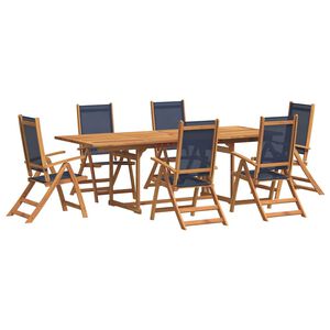 vidaXL Ensemble &agrave; Manger de jardin 7pcs bois d'acacia solide textil&egrave;ne