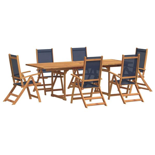 vidaXL Ensemble &agrave; Manger de jardin 7pcs bois d'acacia solide textil&egrave;ne