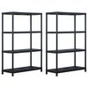vidaXL &Eacute;tag&egrave;res de rangement 2 pcs Noir 220 kg 90x40x138 cm Plastique