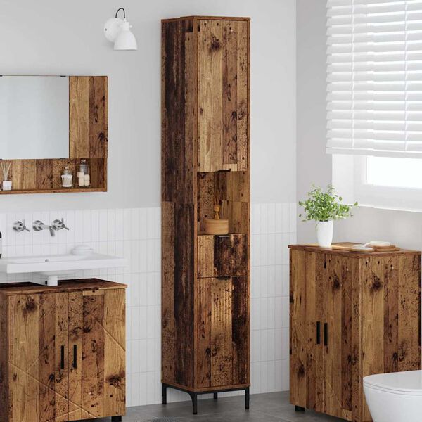 vidaXL Cabinet de salle de bain Bois Ancien 31,5 x 33 x 190 cm
