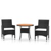 vidaXL Ensemble &agrave; manger de jardin 3 pcs R&eacute;sine tress&eacute;e Noir