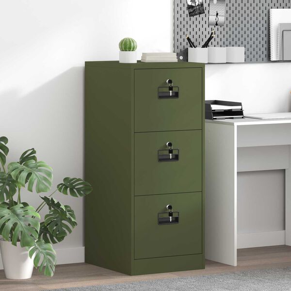 vidaXL Cabinet de Dossier avec tiroir Vert olive 44 x 50 x 106.5 cm