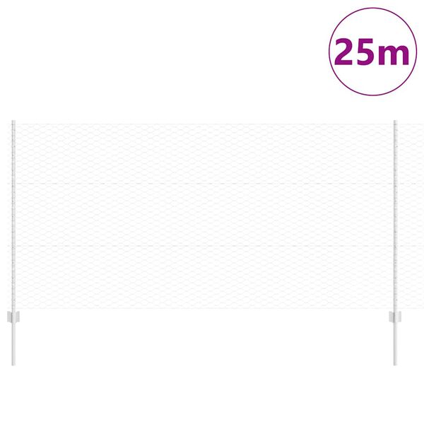 vidaXL Clôture avec poteau Argenté 1,2 x 25 m Acier