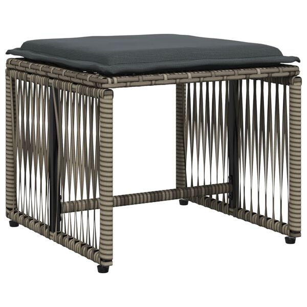 vidaXL Ensemble à manger de jardin et coussins 7 pcs gris rotin