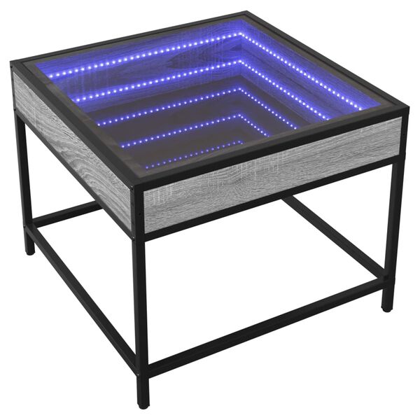 vidaXL Table basse avec LED Infinity sonoma gris 50x50x41 cm