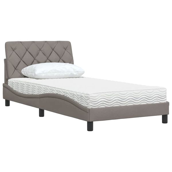 vidaXL Lit avec matelas taupe 100x200 cm tissu