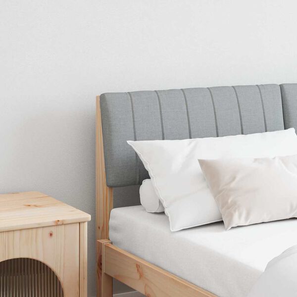 vidaXL T&ecirc;te de lit capitonn&eacute;e Gris clair 135 cm Pin massif