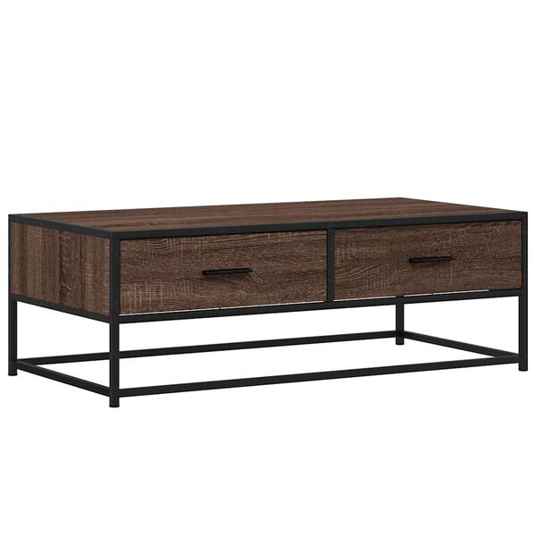 vidaXL Table basse ch&ecirc;ne marron 100x50x35cm bois d'ing&eacute;nierie et m&eacute;tal