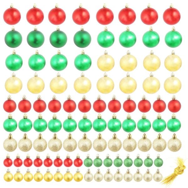 Boules de No&euml;l 100 pcs Rouge/Dor&eacute;/Vert