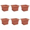 vidaXL Pots de plantes 6 pcs Rouge brique 23 x 23 x 17,5 cm Plastique