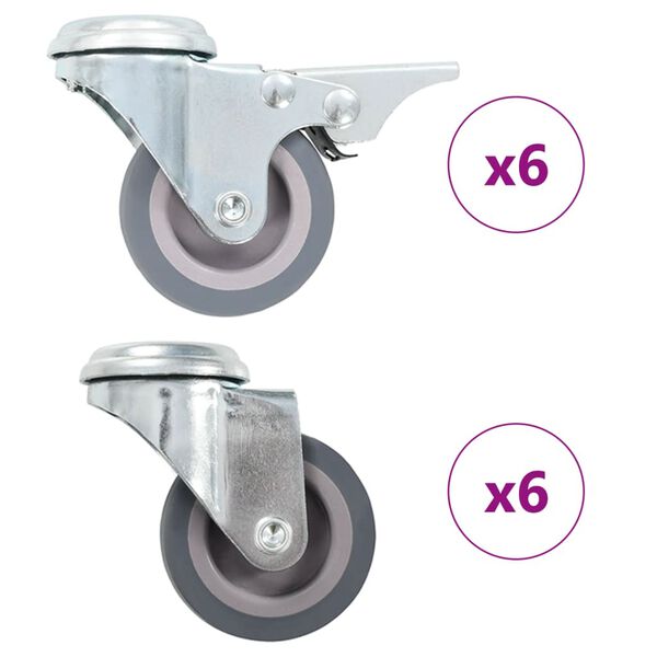 vidaXL 12 pcs Roulettes pivotantes &agrave; trou de boulon 50 mm