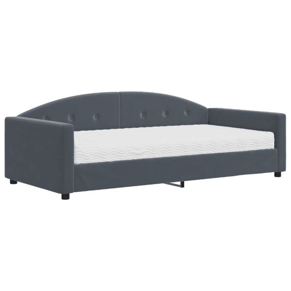 vidaXL Lit de jour avec matelas gris fonc&eacute; 100x200 cm velours