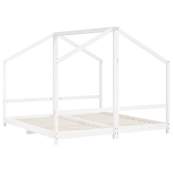 vidaXL Cadre de lit d'enfant blanc 2x(90x190) cm bois de pin massif