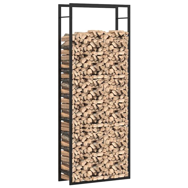 vidaXL &Eacute;tag&egrave;re &agrave; bois de chauffage Noir mat 80 x 28 x 222 cm Acier