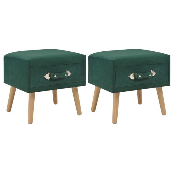 vidaXL Tables de chevet 2 pcs Vert 40x35x40 cm Velours