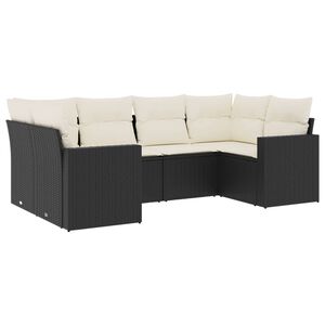 vidaXL Salon de jardin 6 pcs avec coussins noir r&eacute;sine tress&eacute;e
