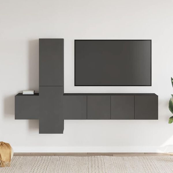 vidaXL Ensemble de meubles TV 5 pcs Gris Bois d&rsquo;ing&eacute;nierie