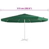 vidaXL Tissu de remplacement pour parasol d'extérieur Vert 515 cm
