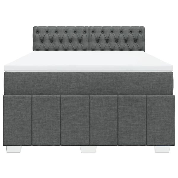 vidaXL Sommier &agrave; lattes de lit avec matelas Gris fonc&eacute; 160x200cm Tissu