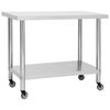 vidaXL Table de travail de cuisine avec roues 100x30x85 cm Inox